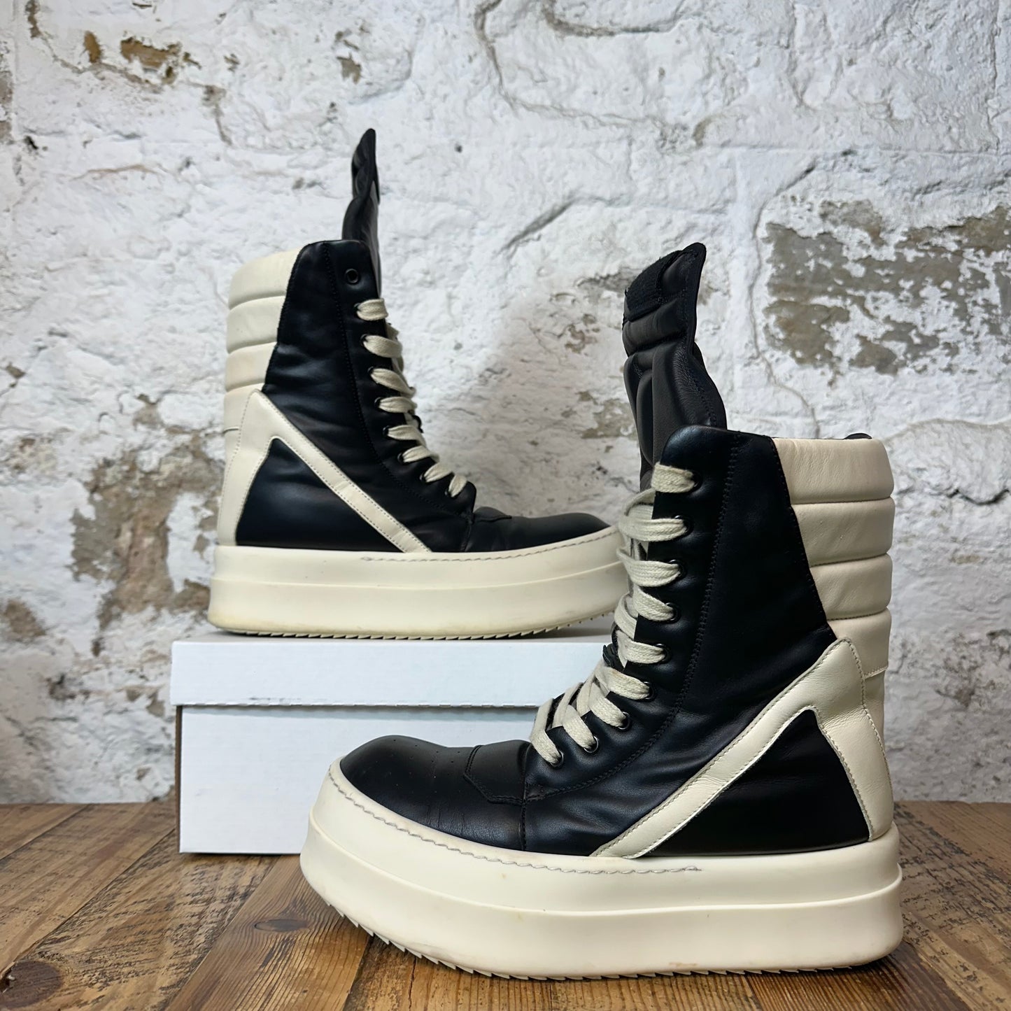 Rick Owens Geobasket Mega Bumber Black White Sneaker Sz 7 (40)