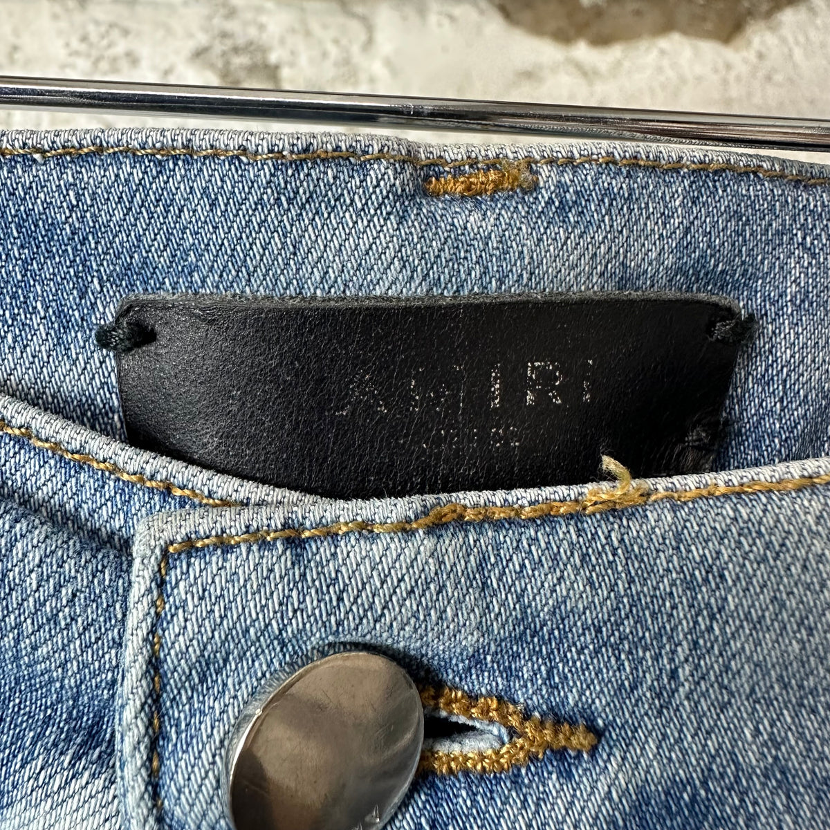 Amiri MX2 Brown Paisley Blue Denim Jeans Sz 32