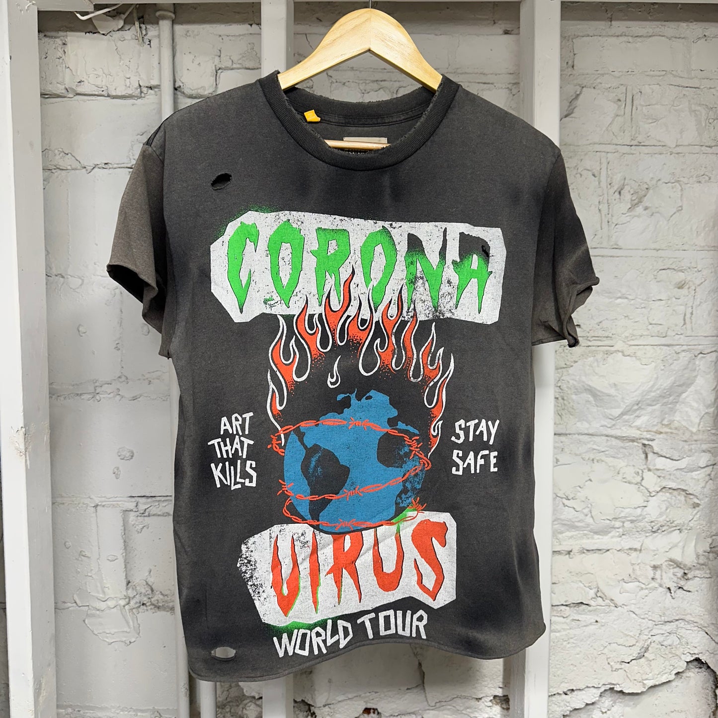 Gallery Dept Corona Virus Grey T-Shirt Sz S