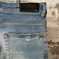 Amiri MX1 Cream Suede Blue Denim Jeans Sz 34