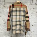 Burberry Terence Patchwork Beige Plaid Button Up Long Sleeve Shirt Sz S