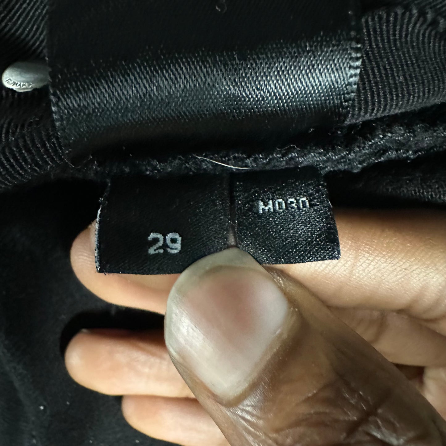 Amiri MX1 Black Leather Black Denim Jean Sz 29