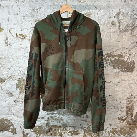 Off White Green Camo Zip Up Hoodie Sz S