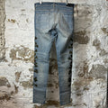Amiri Green Camo Bones Blue Denim Jeans Sz 34