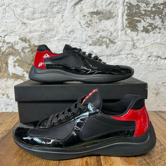 Prada Americas Cup Black Patent Red Sneaker Sz 13