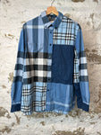 Burberry Blue Plaid Button Up Shirt Sz L