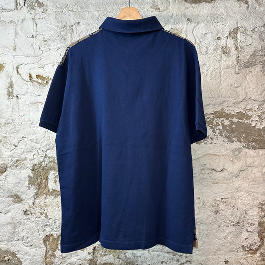 Gucci Navy GG Monogram Polo Shirt Navy Blue Sz XXL