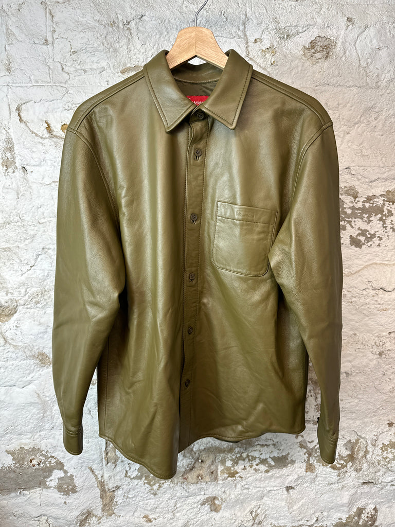 Supreme Olive Green Leather Button Up Sz S – The Gallery Online 