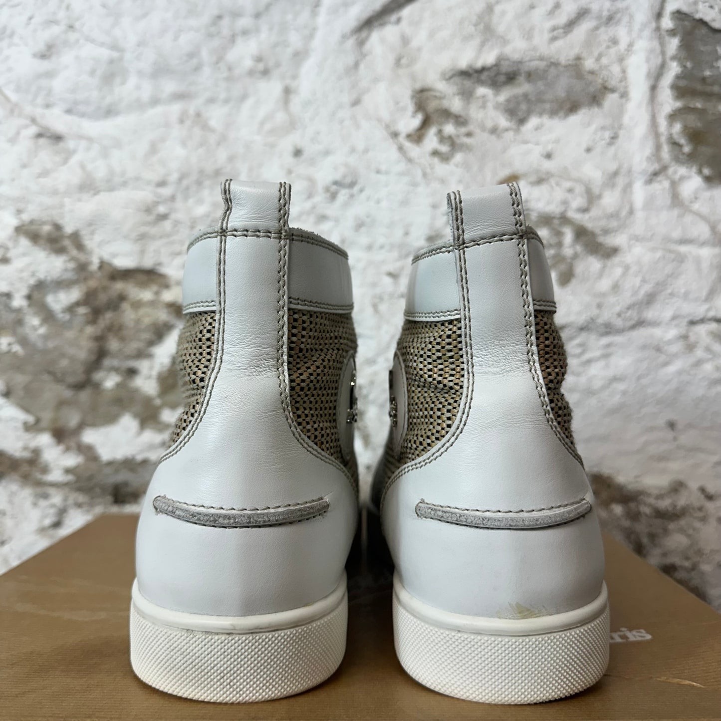 Christian Louboutin High Beige Knit White Sneaker Sz 11 (44)