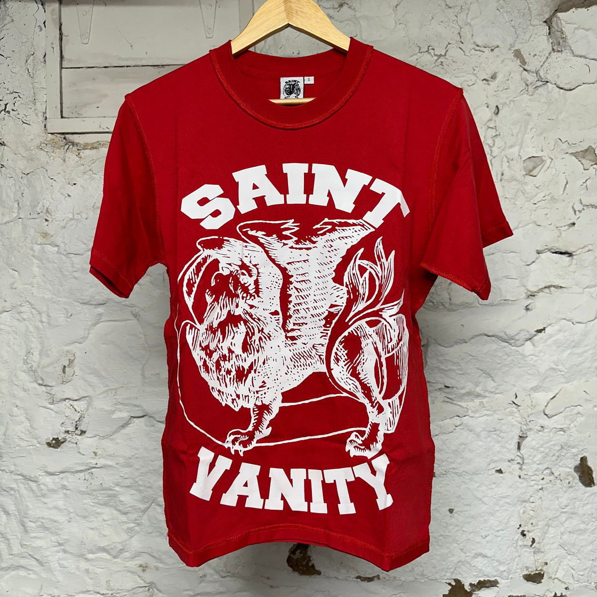 Saint Vanity White Griffin Red T-Shirt Sz S