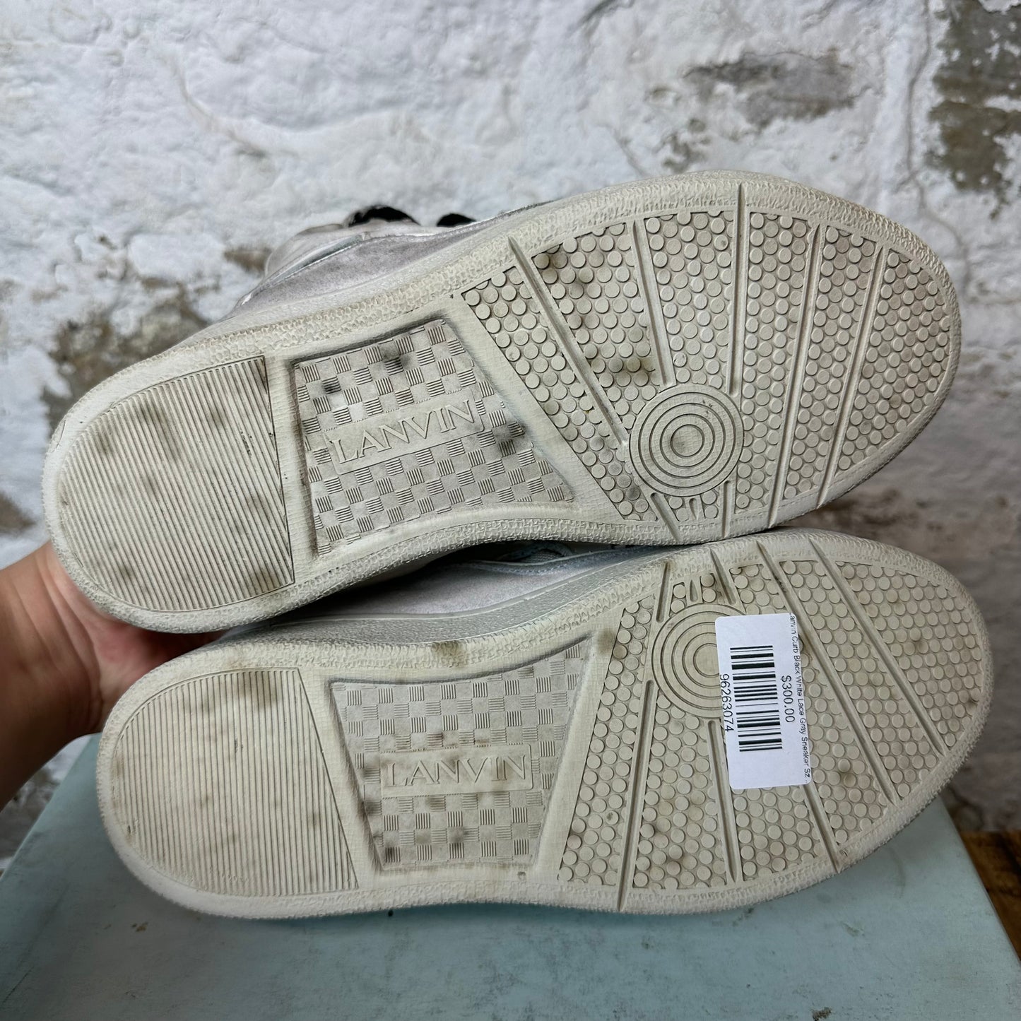 Lanvin Curb Black White Lace Gray Sneaker Sz 9 (42)