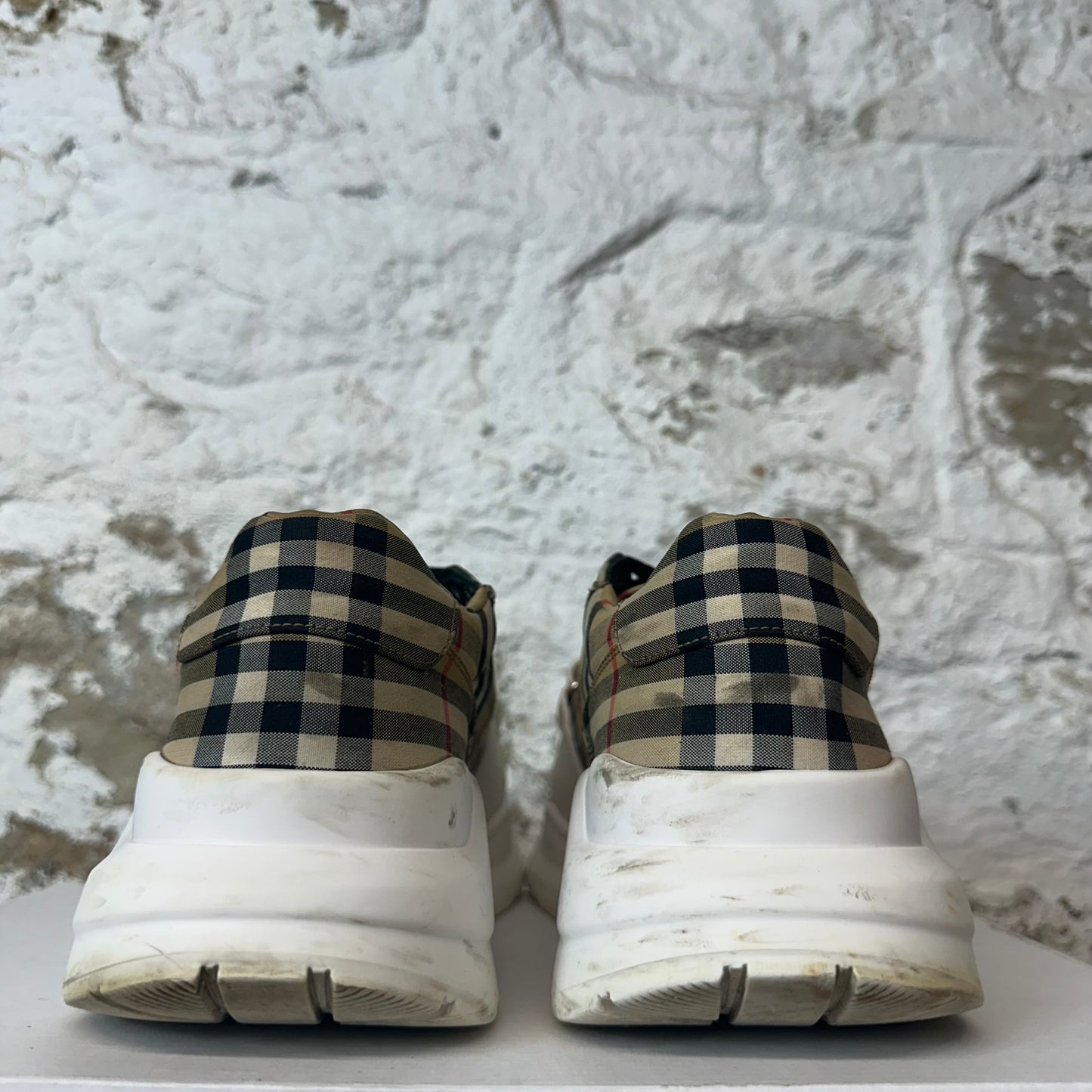 Burberry Ramsey Tan Plaid White Sneaker Sz 11 (44)