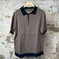 Dior Brown Monogram Navy Polo Shirt Sz M