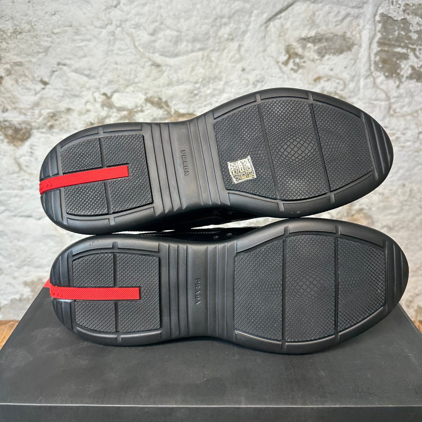 Prada Americas Cup Triple Black Patent Sneaker Sz 10 DS