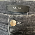 Amiri MX1 Black Leather Grey Denim Jeans Sz 36