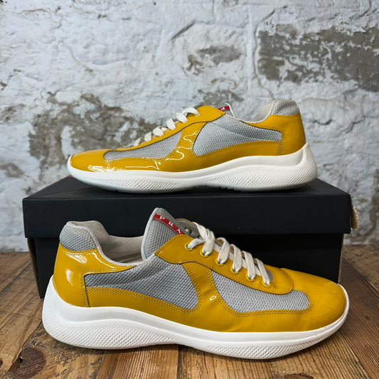 Prada Americas Cup Yellow Patent Grey White Sneaker Sz 11
