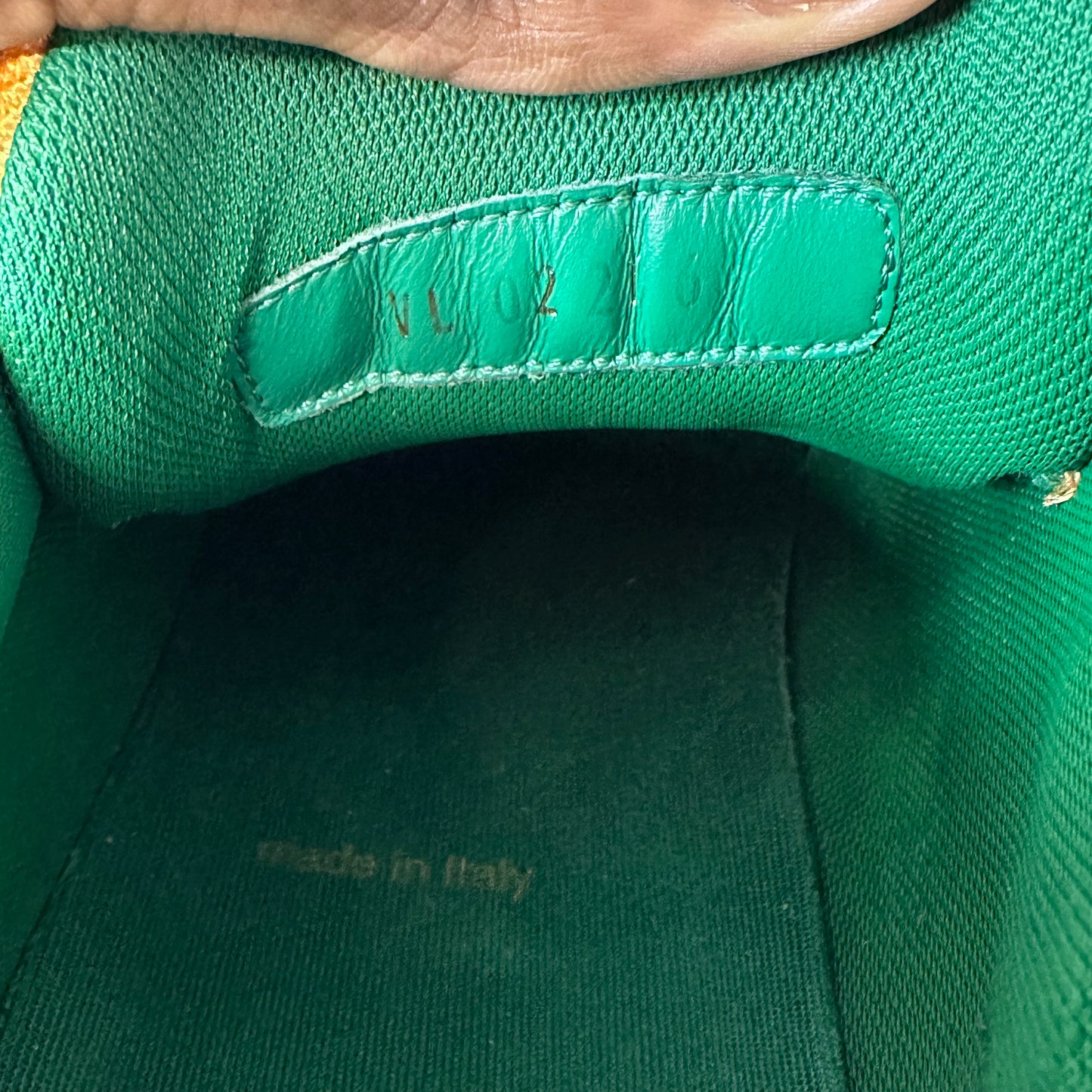 Louis Vuitton Orange Green Trainer Sz 7.5 (6LV) No Box