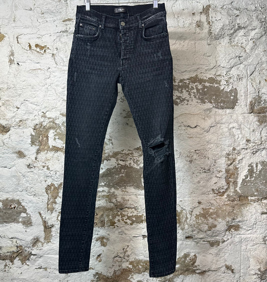 Amiri Playboy Print Black Denim Jeans Sz 28