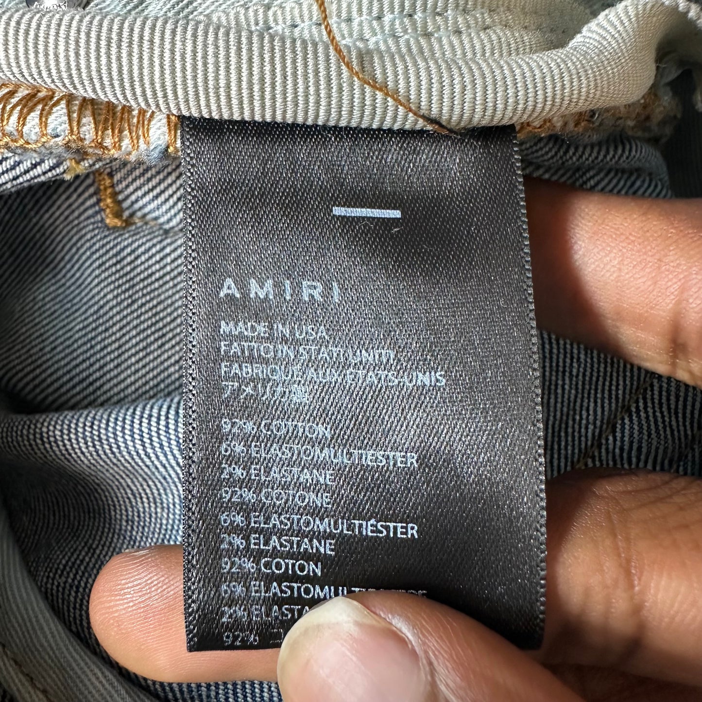 Amiri Knee Rip Dark Blue Denim Jeans Sz 30