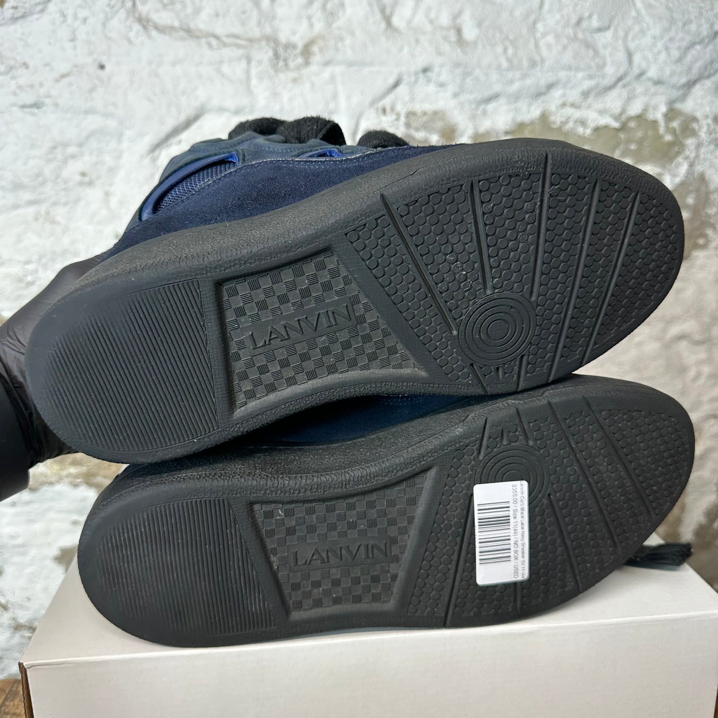 Lanvin Curb Black Lace Navy Sneaker Sz 11 (44)