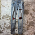 Amiri MX1 Red Navy Patch Blue Denim Jeans Sz 32