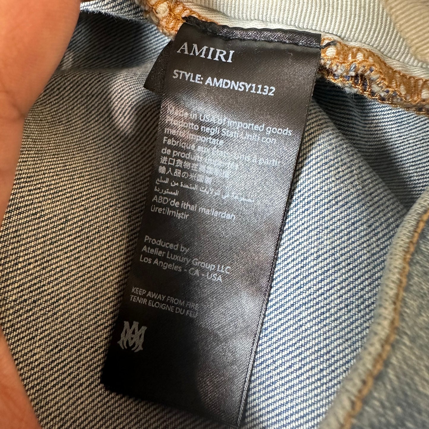 Amiri Bone Legs Blue Denim Jeans Sz 34