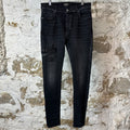 Amiri Varsity 22 Patch Black Denim Jeans Sz 34