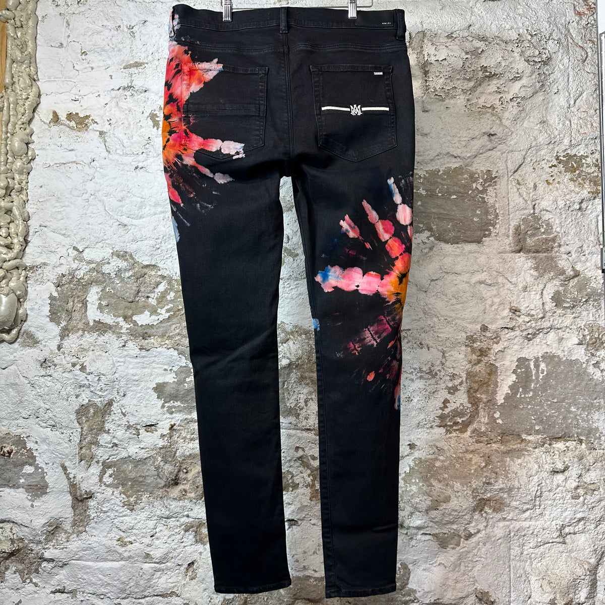 Amiri Tie Dye Splash Black Denim Jeans Sz 38