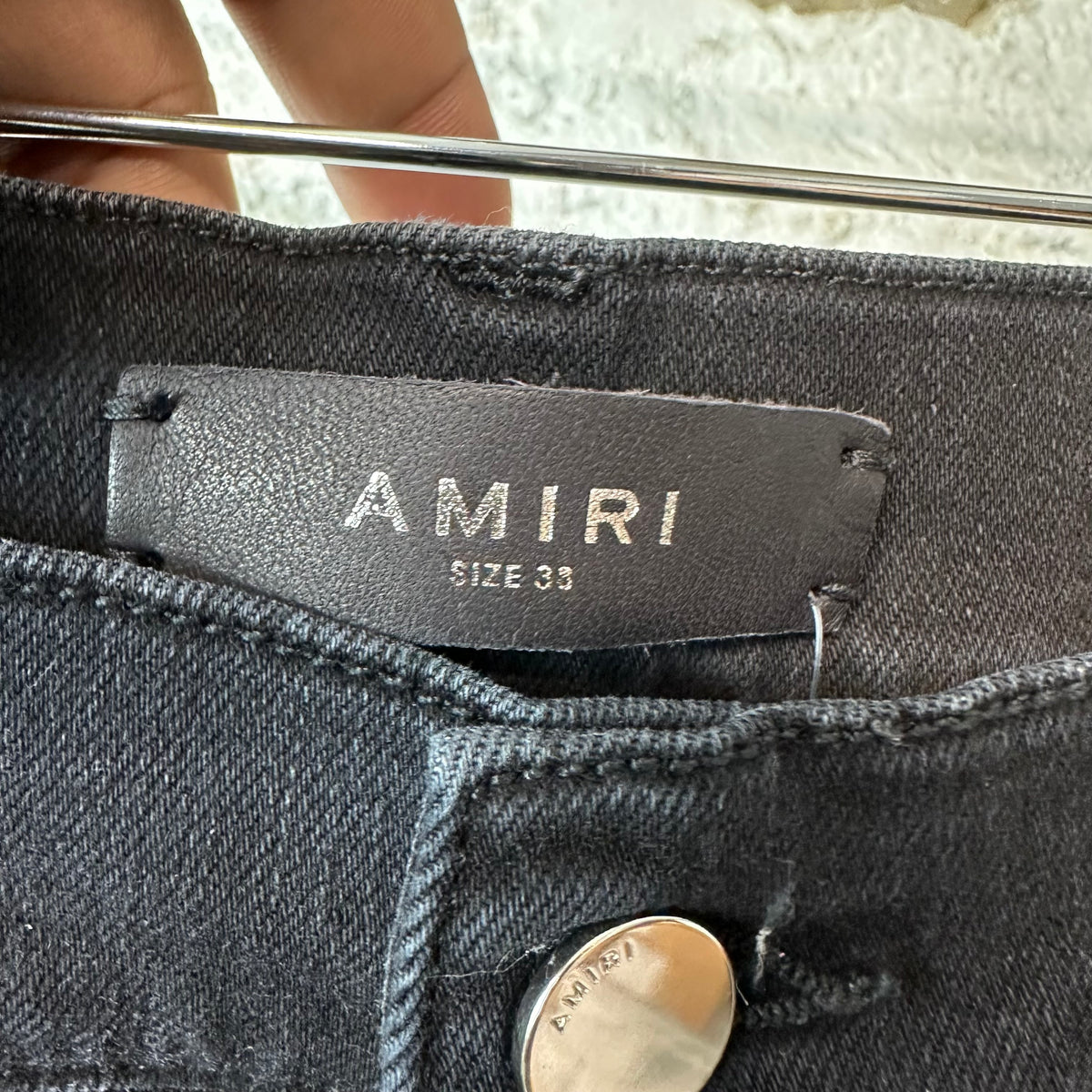 Amiri Varsity Patch Distressed Black Denim Jeans Sz 38
