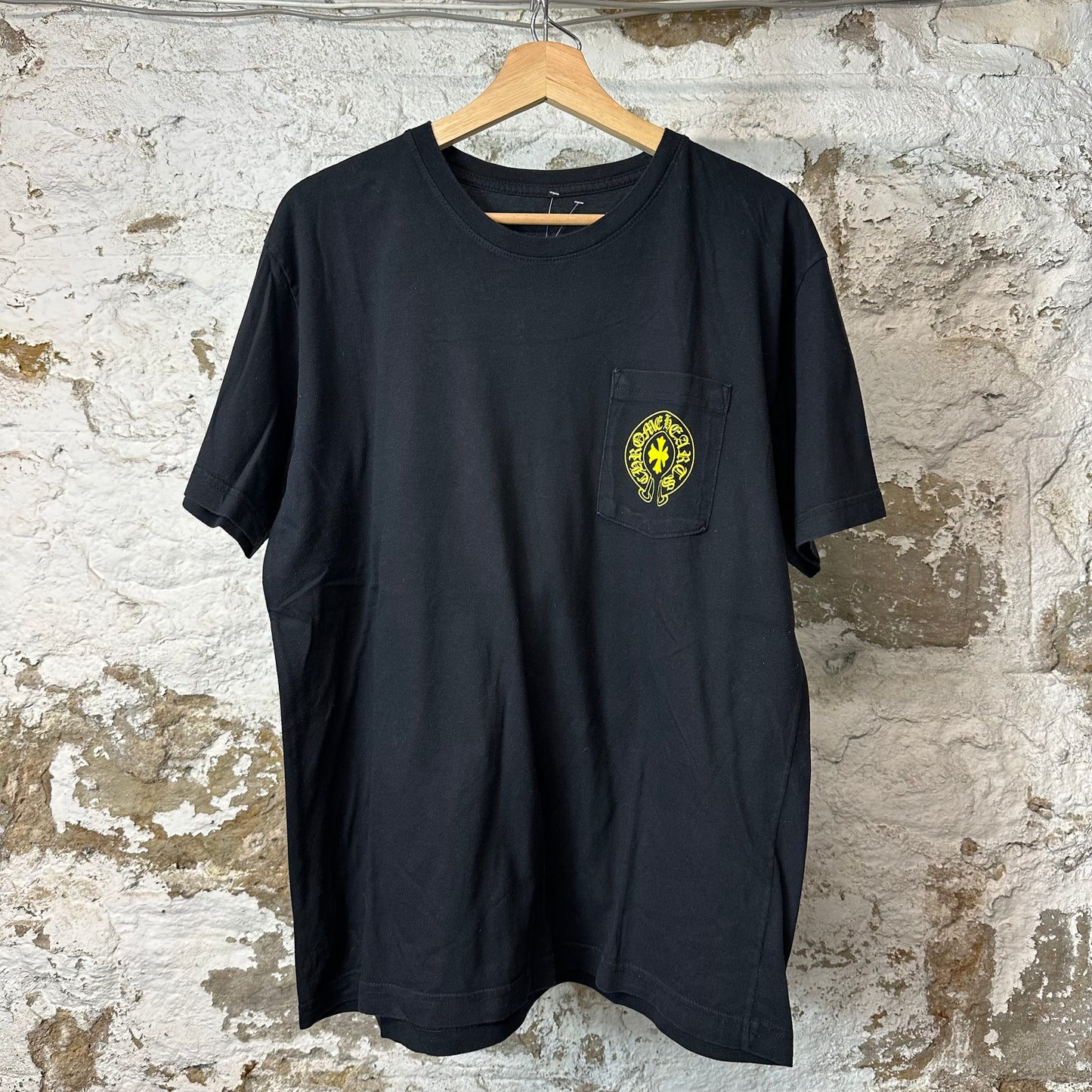 Chrome Hearts Yellow Horseshoe Black T-Shirt Sz L