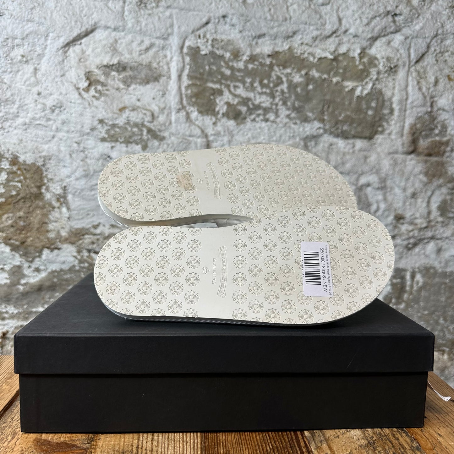 Chrome Hearts White Hotel Slippers Sz S DS