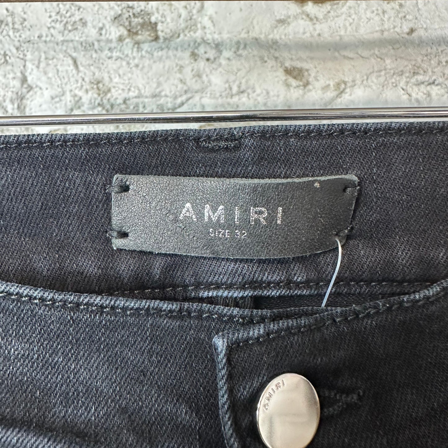 Amiri MX1 Grey Art Patch Black Denim Jeans Sz 32