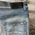 Amiri MX1 Green Paisley Light Blue Denim Jeans Sz 32