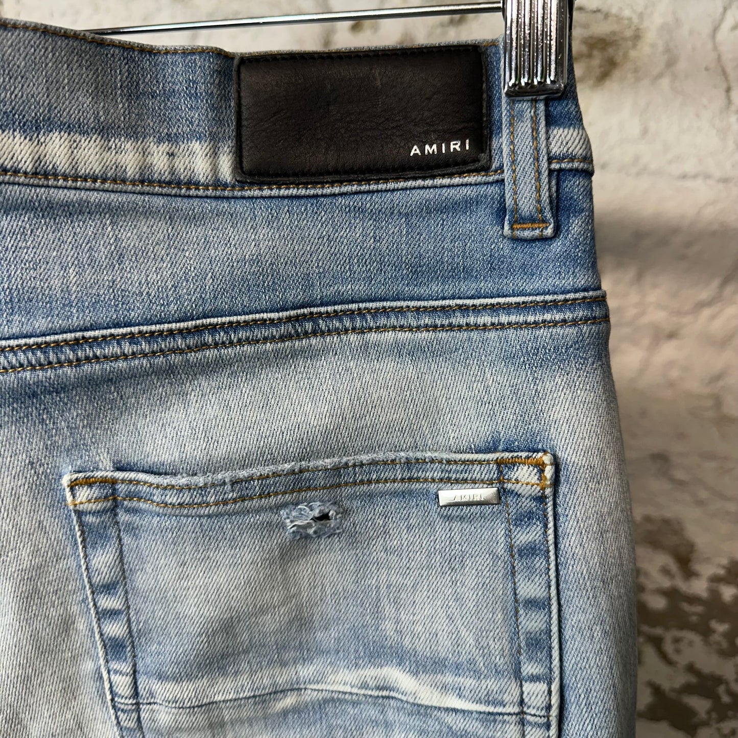 Amiri MX1 Green Paisley Light Blue Denim Jeans Sz 32