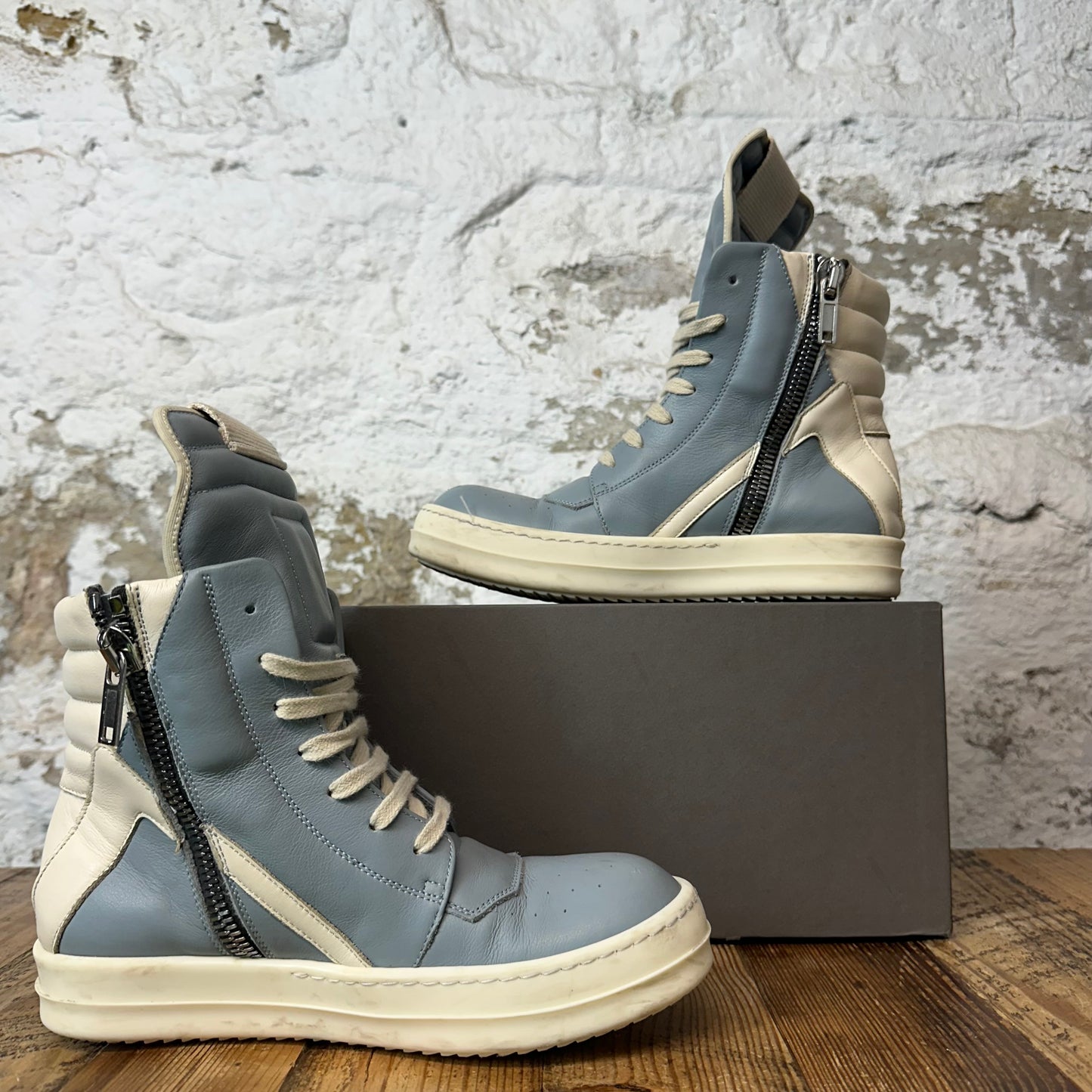 Rick Owens High Geobasket Pale Blue Milk Sneaker Sz 4.5 (36)