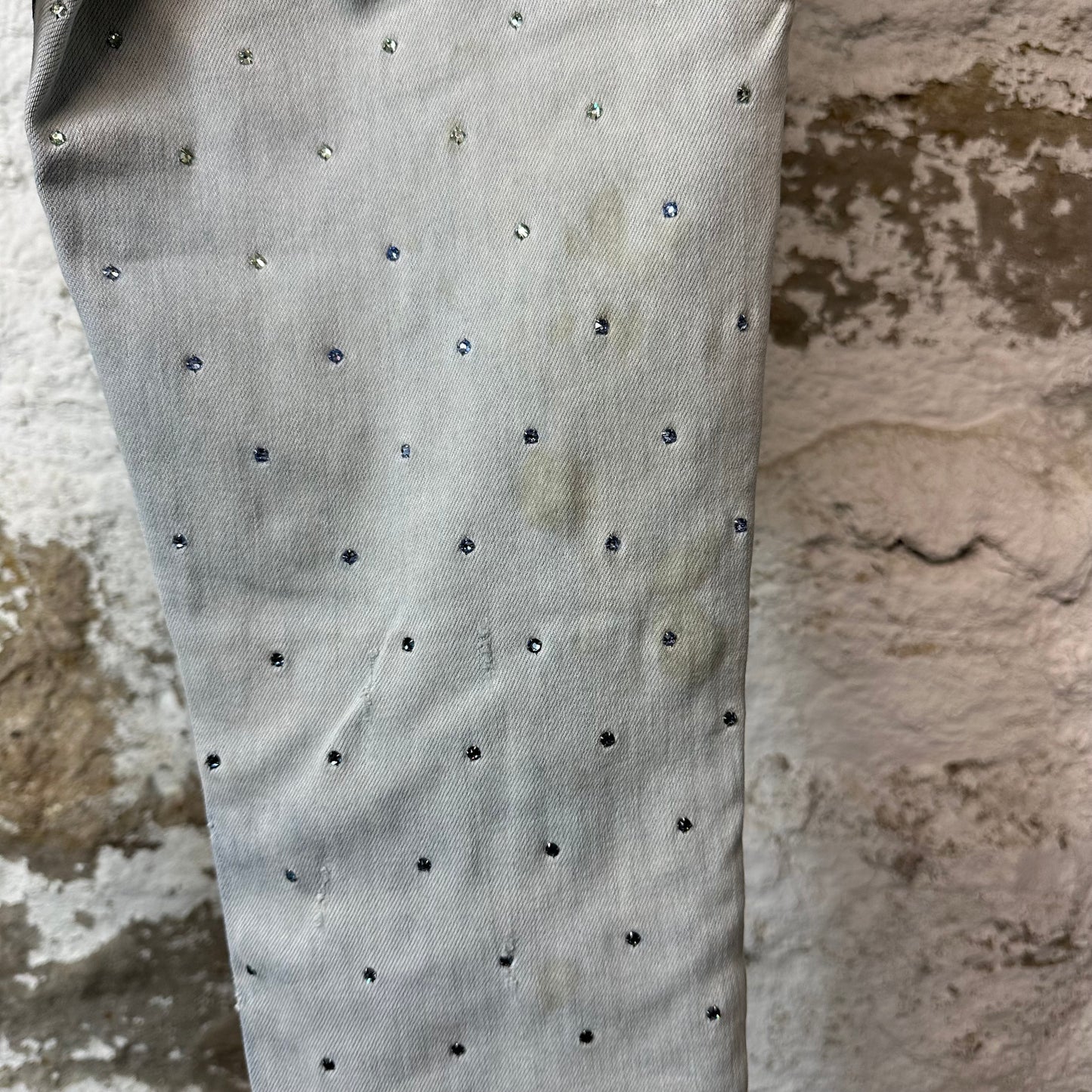 Amiri Gradient Rhinestone Lighwash Blue Denim Jeans Sz 29 (Stained)