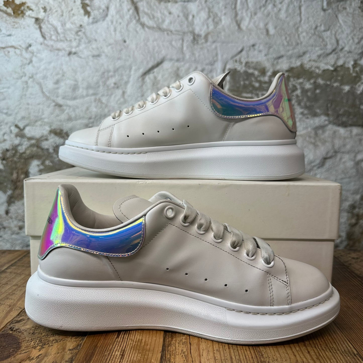 Alexander Mcqueen Iridescent Tab White Sneaker Sz 10 (43)