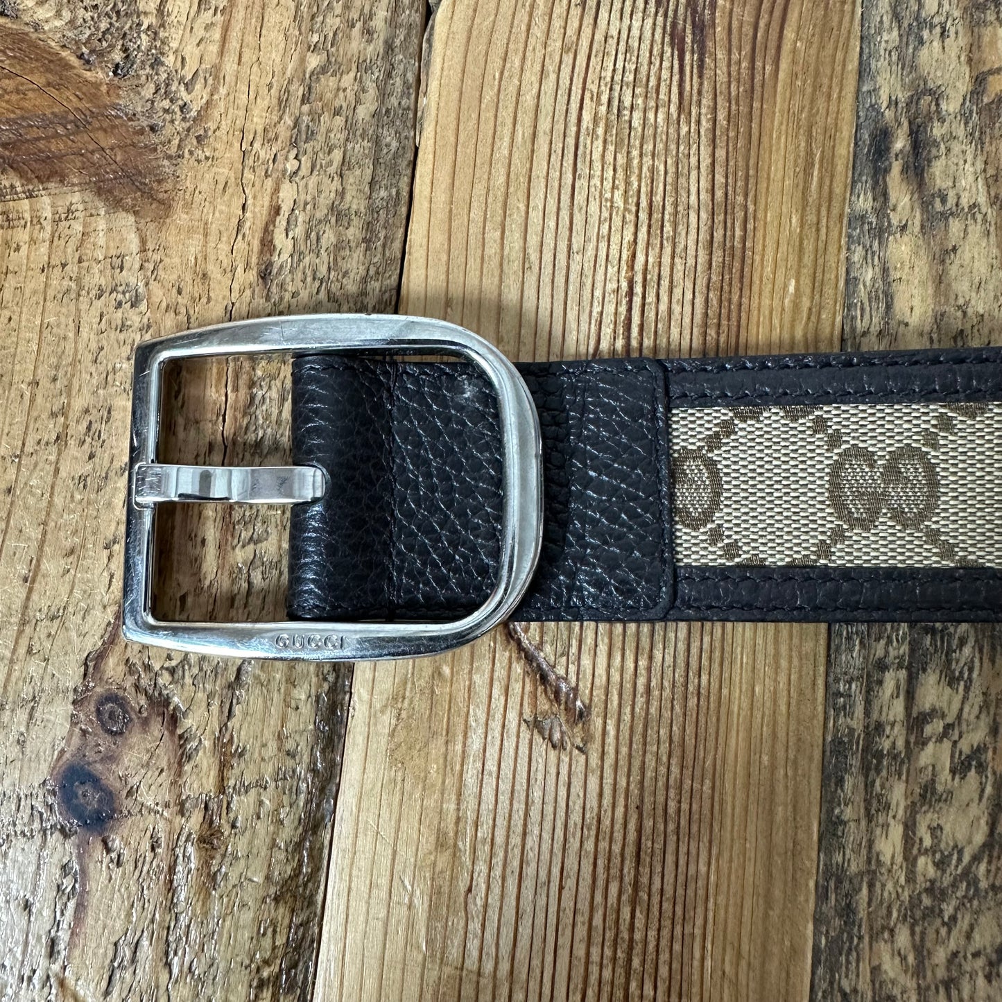 Gucci Beige GG Monogram Canvas Belt Sz (85/34)