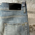 Amiri MX1 Cream Suede Blue Denim Jeans Sz 29