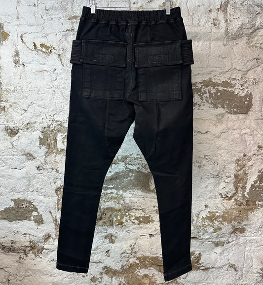 Rick Owens Black Waxed Creatch Pants Sz XS