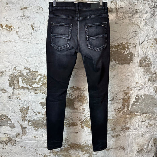 Amiri MX1 Camo Patch Black Denim Jeans Sz 29