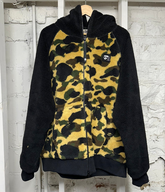 Bape Yellow Camo Fleece Jacket Sz XXL