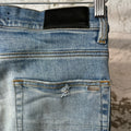Amiri MX1 Cream Suede Blue Denim Jeans Sz 31