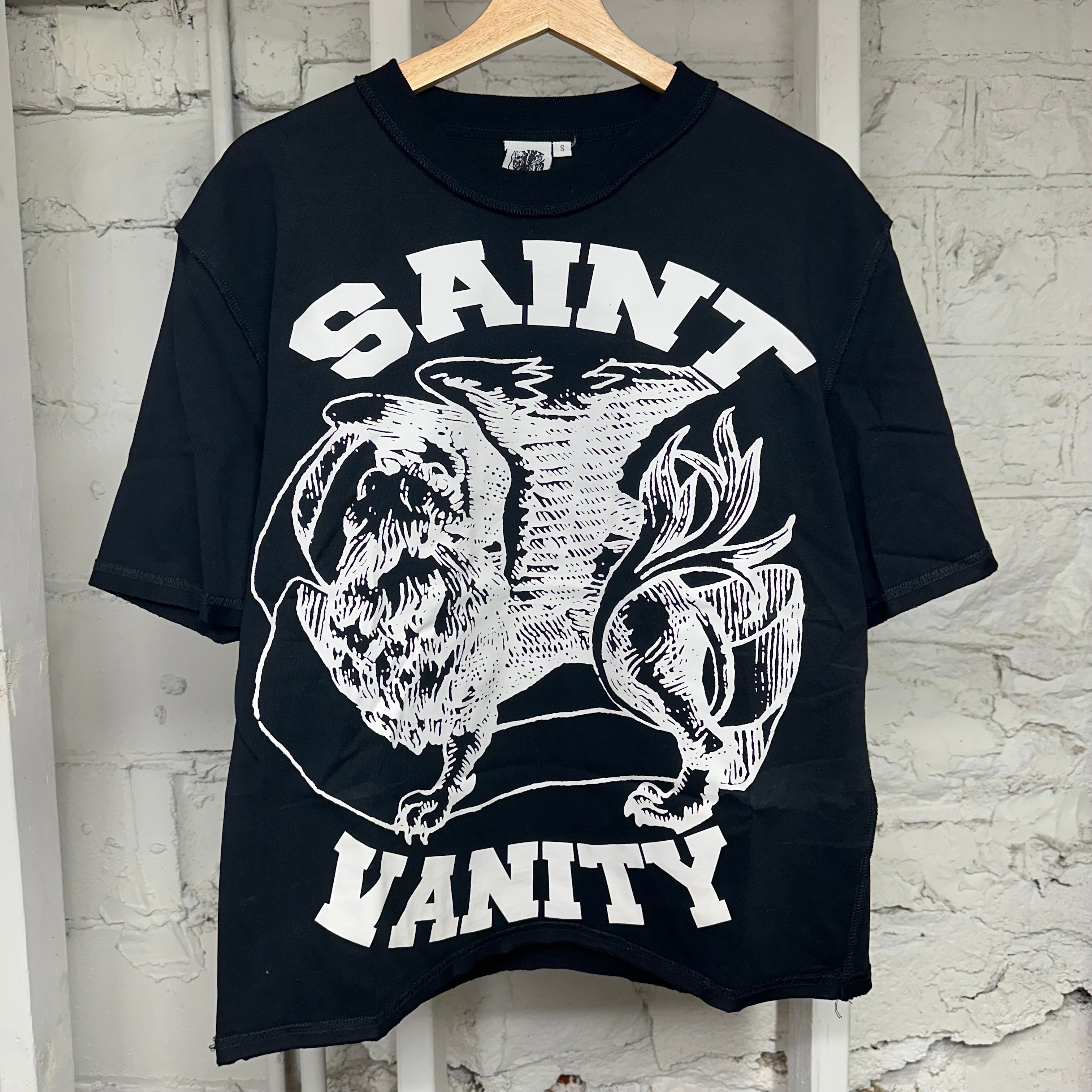 Saint Vanity White Griffin Black T-Shirt Sz S
