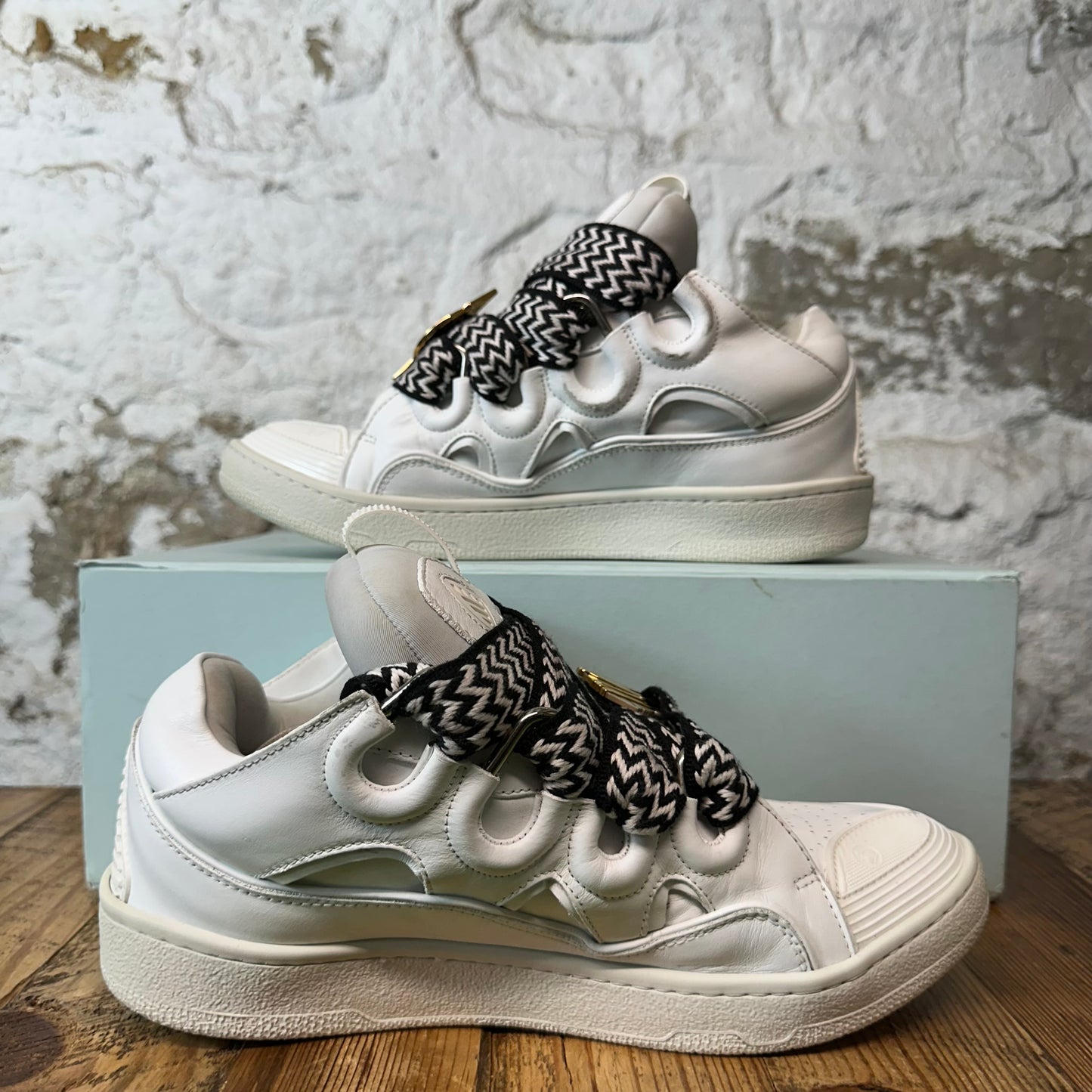 Lanvin Curb Future Black White Leather Sneaker Sz 9 (42)