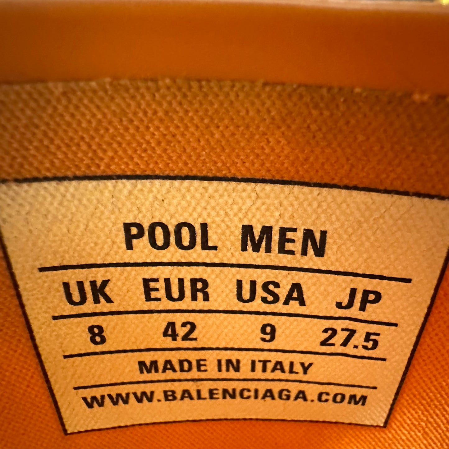 Balenciaga Black Spellout Orange Pool Slides Sz 9