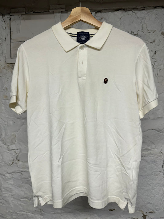 Bape White Polo Sz S