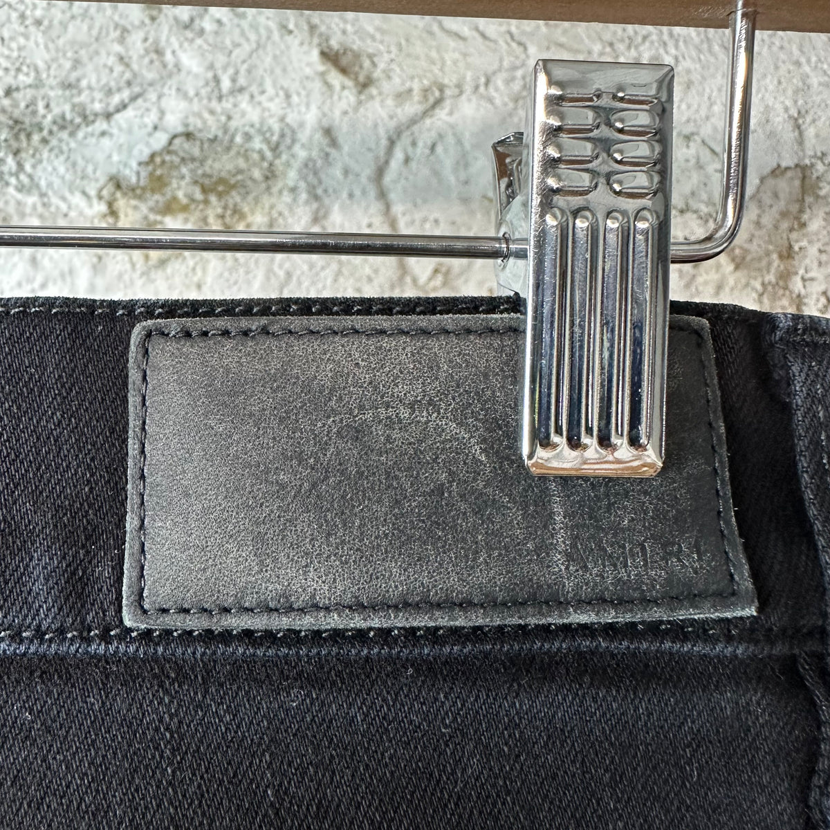 Amiri MX1 Black Leather Black Denim Jeans Sz 30