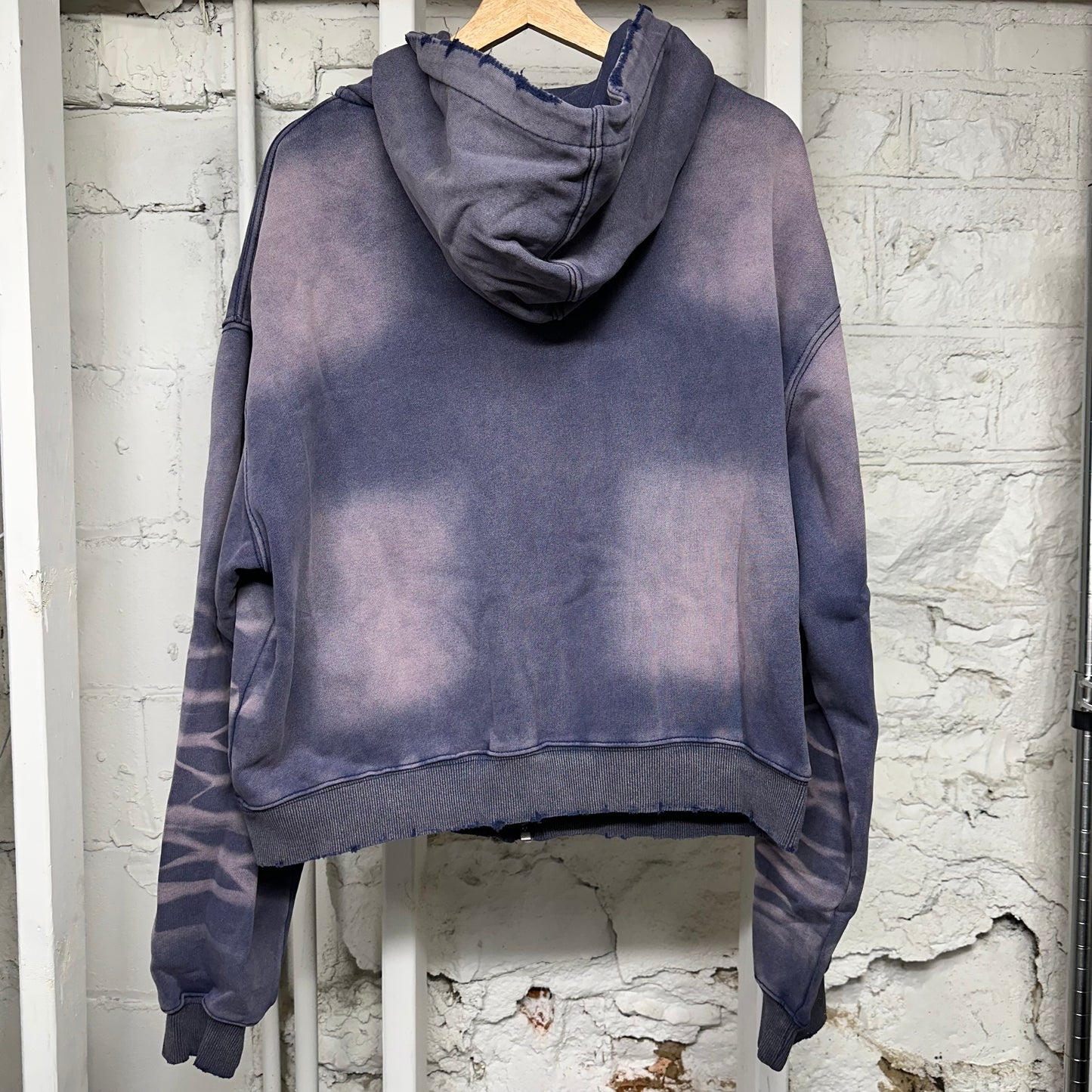 Vale Track Faded Blue Zip Up Hoodie Sz M