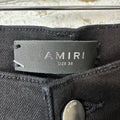 Amiri Leather Script Logo Black Denim Jeans Sz 34